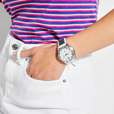  Shop Authentic Guess Swirl Quartz Silver Dial White Silicone Strap Watch for Women - W1096L1 - Luxxuri