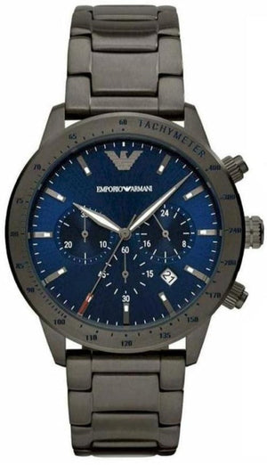  Shop Authentic Emporio Armani Mario Chronograph Blue Dial Grey Steel Strap Watch For Men - AR80045 - Luxxuri