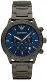  Shop Authentic Emporio Armani Mario Chronograph Blue Dial Grey Steel Strap Watch For Men - AR80045 - Luxxuri