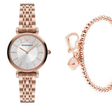  Shop Authentic Emporio Armani Gianni T-Bar Crystals Silver Dial Rose Gold Steel Strap Watch For Women - AR11446 - Luxxuri