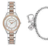  Shop Authentic Michael Kors Lauryn Quartz Mother of Pearl White Dial Two Tone Steel Strap Watch For Women - MK4366 - Luxxuri