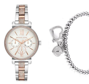  Shop Authentic Michael Kors Sofie Chronograph White Dial Two Tone Steel Strap Watch For Women - MK4353 - Luxxuri