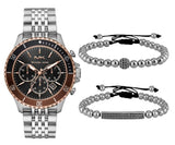  Shop Authentic Michael Kors Bayville Chronograph Black Dial Silver Steel Strap Watch For Men - MK8725 - Luxxuri