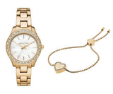  Shop Authentic Michael Kors Liliane Mother of Pearl White Dial Gold Steel Strap Watch For Women - MK4555 - Luxxuri