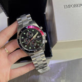  Shop Authentic Emporio Armani Chronograph Black Dial Silver Stainless Steel Watch For Men - AR5855 - Luxxuri