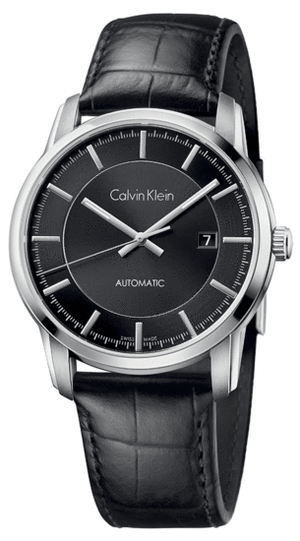 Shop Authentic Calvin Klein Infinity Automatic Black Dial Black Leather Strap Watch for Men - K5S341C1 - Luxxuri