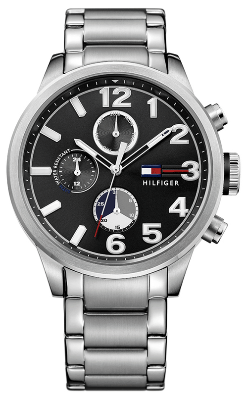  Shop Authentic Tommy Hilfiger Jackson Quartz Black Dial Silver Steel Strap Watch for Men - 1791243 - Luxxuri