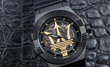  Shop Authentic Maserati Potenza Skeleton Limited Edition Black Dial Black Leather Strap Watch For Men - R8821108027 - Luxxuri