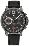  Shop Authentic Tommy Hilfiger London Chronograph Grey Dial Black Leather Strap Watch for Men - 1791533 - Luxxuri