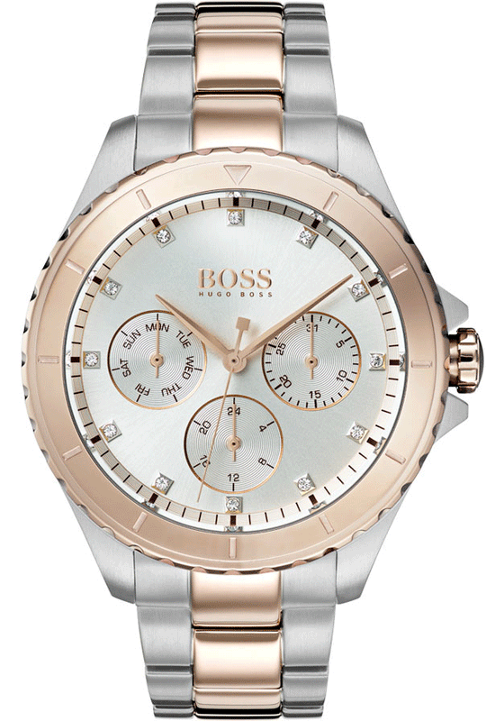  Shop Authentic Hugo Boss Hera Chronograph Silver Dial Two Tone Steel Strap Watch for Women - 1502446 - Luxxuri