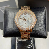 Shop Authentic Guess Dazzler Diamonds Silver Dial Rose Gold Steel Strap Watch for Women - W0335L3 - Luxxuri