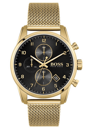  Shop Authentic Hugo Boss Skymaster Black Dial Gold Mesh Bracelet Watch for Men - 1513838 - Luxxuri