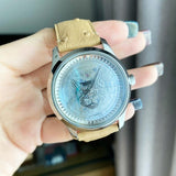  Shop Authentic Gucci G Timeless Automatic Mother of Pearl Dial Brown Leather Strap Watch For Women - YA1264112 - Luxxuri