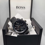  Shop Authentic Hugo Boss Grand Prix Black Dial Black Leather Strap Watch for Men - 1513474 - Luxxuri