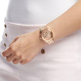  Shop Authentic Guess Mini Sunrise Chronograph Quartz Rose Gold Dial Rose Gold Steel Strap Watch For Women - W0448L3 - Luxxuri