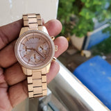  Shop Authentic Michael Kors Ritz Chronograph Rose Gold Dial Rose Gold Steel Strap Watch for Women - MK6357 - Luxxuri
