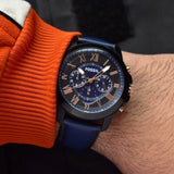  Shop Authentic Fossil Grant Chronograph Black Dial Blue Leather Strap Watch for Men - FS5061 - Luxxuri