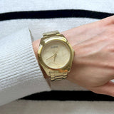  Shop Authentic Guess Cubed Analog Gold Dial Gold Steel Strap Watch For Women - GW0606L2 - Luxxuri