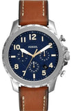  Shop Authentic Fossil Nate Chronograph Navy Blue Dial Brown Leather Strap Watch for Men - JR1504 - Luxxuri