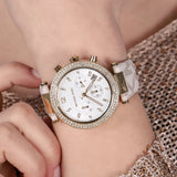  Shop Authentic Michael Kors Parker Chronograph White Dial White Leather Strap Watch For Women - MK6916 - Luxxuri