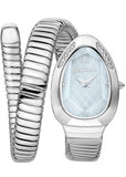 Just Cavalli Serpente Metallica Blue Dial Silver Steel Strap Watch for Women - JC1L223M0015