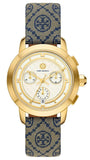 Tory Burch Classic Chronograph White Dial Grey Nylon Strap Watch for Women - TBW1035