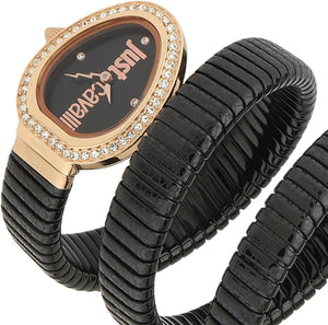 Just Cavalli Doppio Black Dial Black Steel Strap Watch for Women - JC1L163M0045