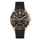 Hugo Boss Runner Chronograph Black Dial Black Silicone Strap Watch for Men - 1514168