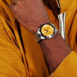 Hugo Boss Runner 3H Orange Dial Silver Steel Strap Watch for Men - 1514206