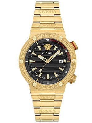  Shop Authentic Versace Greca Logo Quartz Black Dial Gold Steel Strap Watch for Men - VE8G00624 - Luxxuri
