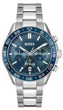 Hugo Boss Runner Chronograph Blue Dial Silver Steel Strap Watch for Men - 1514143