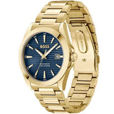 Hugo Boss Strike Blue Dial Gold Steel Strap Watch for Men - 1514172