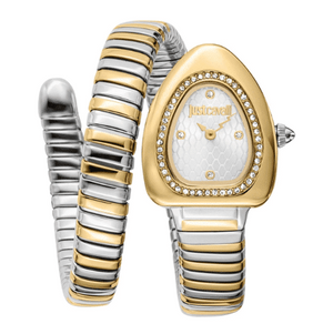 Just Cavalli Lady Snake Silver Dial Two Tone Steel Strap Watch for Women - JC1L249M0055