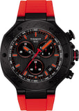 Tissot T Race Chronograph Black Dial Red Rubber Strap Watch for Men - T141.417.37.061.01