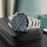 Hugo Boss Runner Chronograph Blue Dial Silver Steel Strap Watch for Men - 1514143