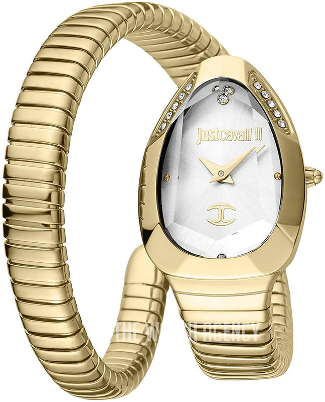 Just Cavalli Serpente Metallica White Dial Gold Steel Strap Watch for Women - JC1L208M0035
