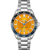 Hugo Boss Runner 3H Orange Dial Silver Steel Strap Watch for Men - 1514206