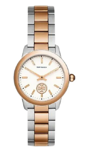 Tory Burch Collins White Dial Two Tone Steel Strap Watch for Women - TBW1305