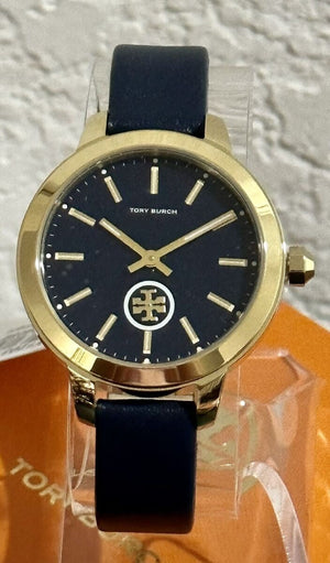 Tory Burch Collins Quartz Blue Dial Blue Leather Strap Watch for Women - TBW1203