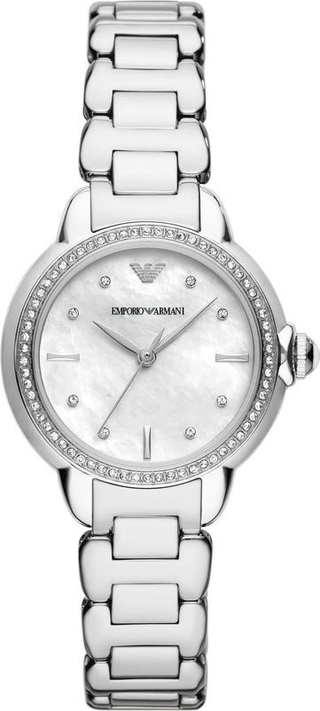 Emporio Armani Mia Mother of Pearl Dial Silver Steel Strap Watch for Women - AR11596