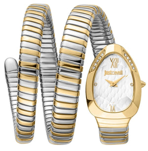 Just Cavalli Glam Evo 9 White Dial Two Tone Steel Strap Watch for Women - JC1L224M0065