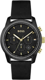  Shop Authentic Hugo Boss Trace Chronograph Black Dial Black Leather Strap Watch for Men - 1514003 - Luxxuri