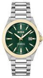 Hugo Boss Strike Green Dial Silver Steel Strap Watch for Men - 1514173