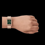 Emporio Armani Genni Green Dial Rose Gold Steel Strap Watch for Women - AR11641