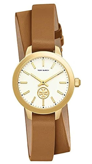 Tory Burch Collins Quartz White Dial Brown Leather Strap Watch for Women - TBW1304