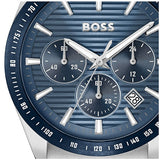 Hugo Boss Strike Chronograph Blue Dial Silver Steel Strap Watch for Men - 1514240