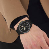  Shop Authentic Hugo Boss Trace Chronograph Black Dial Black Leather Strap Watch for Men - 1514003 - Luxxuri