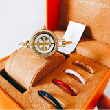 Tory Burch Riva Rose Gold Dial Rose Gold Steel Strap Watch for Women - TBW4037