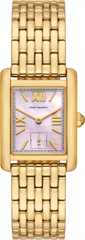 Tory Burch Eleanor Mother of Pearl Pink Dial Gold Steel Strap Watch for Women - TBW1077