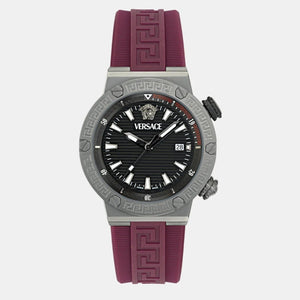  Shop Authentic Versace Greca Logo Diver Quartz Black Dial Purple Rubber Strap Watch for Men - VE8G00224 - Luxxuri